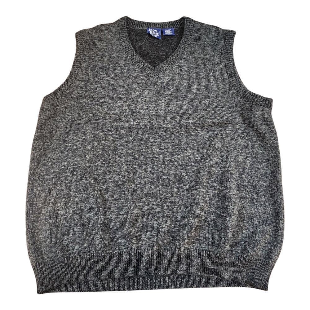 John Blair‎ Mens sweater vest sz XL tall Gray wool blend v-neck